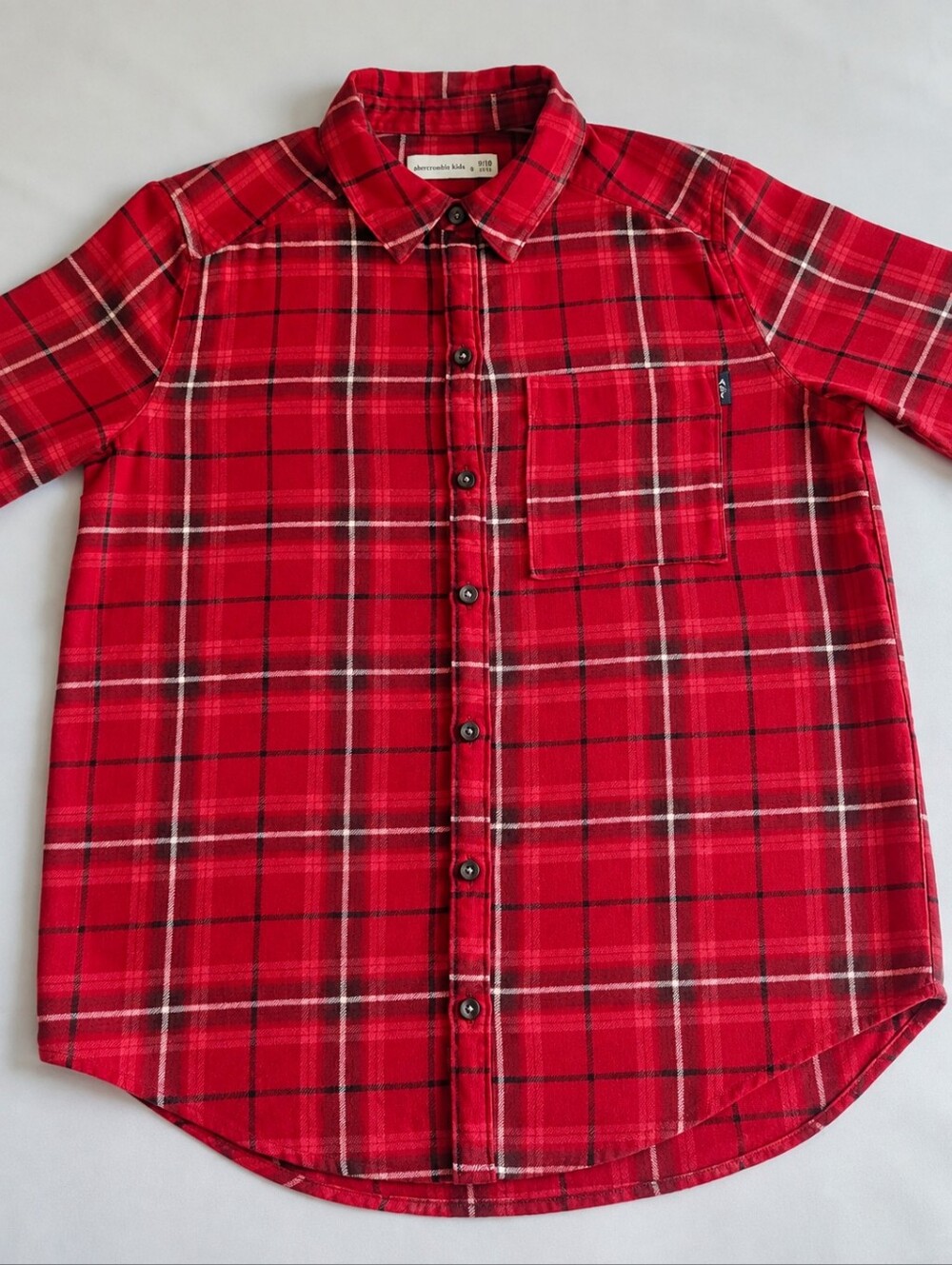 Abercrombie Kids Red Plaid Flannel Button Down Shirt Size 13/14